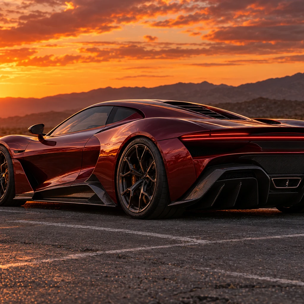 Burgundy supercar