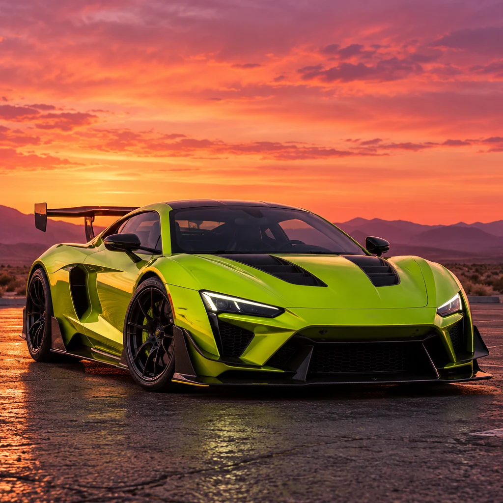 Lime track car